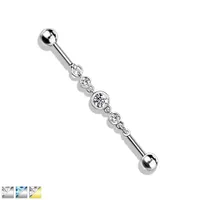 PREMIUM Bezel-set Crystal Chain Industrial Barbell 14g