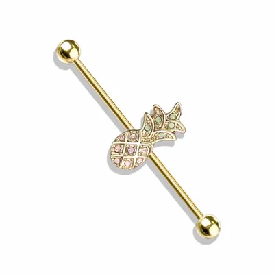 PREMIUM Moonstone Pineapple Industrial Barbell 14g