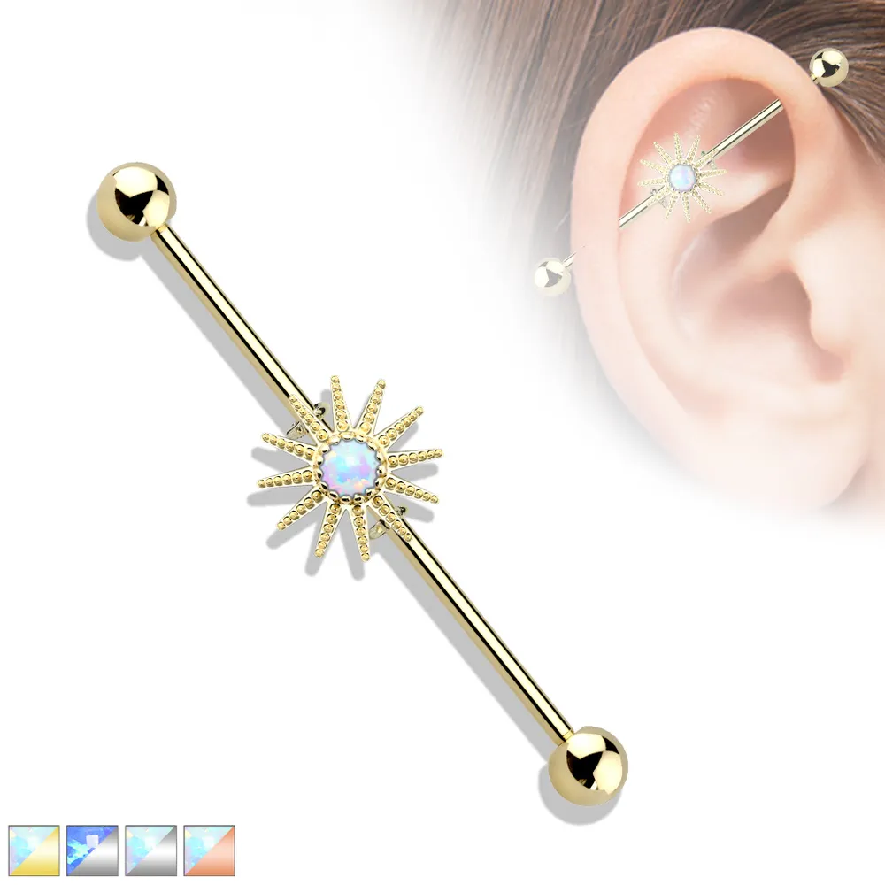 PREMIUM Opal Sun Industrial Barbell 14g