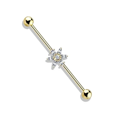 PREMIUM Crystal Sun Industrial Barbell 14g