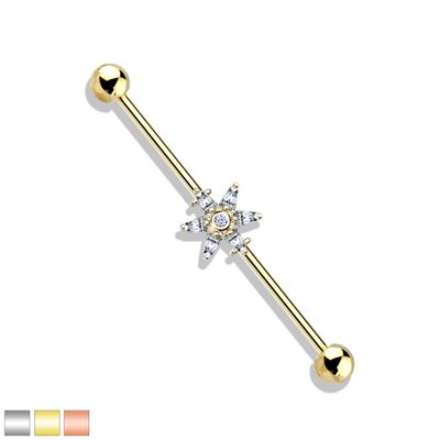 PREMIUM Crystal Sun Industrial Barbell 14g