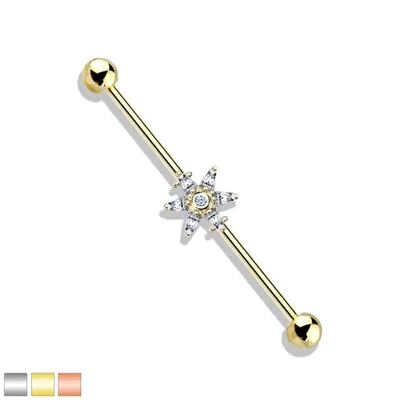 PREMIUM Crystal Sun Industrial Barbell 14g