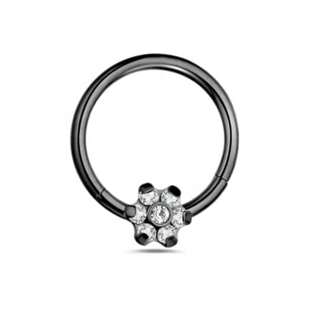 PREMIUM Claw-Set Flower Hinged Segment Ring 16g