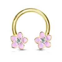 PREMIUM Pink Flower Circular Barbell 14g