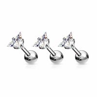 PREMIUM Claw-Set Triangle Cartilage Stud 16g