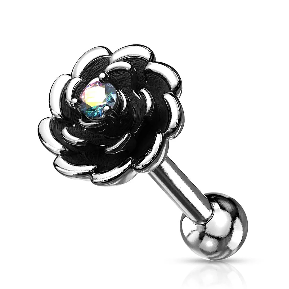 PREMIUM Flower with Claw-Set Centre Cartilage Stud 16g