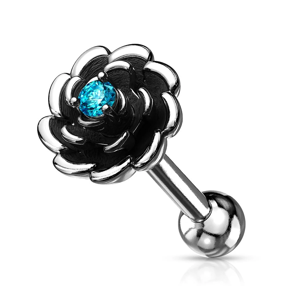 PREMIUM Flower with Claw-Set Centre Cartilage Stud 16g