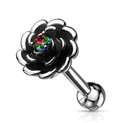 PREMIUM Flower with Claw-Set Centre Cartilage Stud 16g