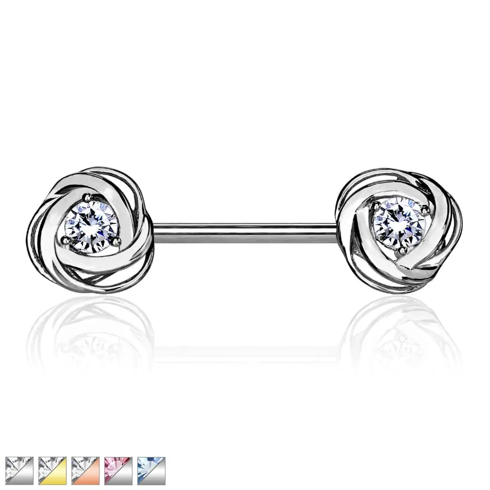 Wrapped Claw-Set Crystal Nipple Barbell 14g