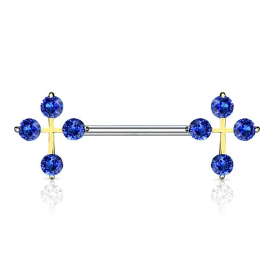 Claw-Set Cross Nipple Barbell 14g