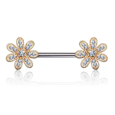 Claw-Set Flower Nipple Barbell 14g