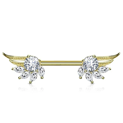 Crystal Wings Nipple Barbell 14g