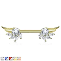 Crystal Wings Nipple Barbell 14g