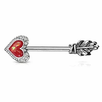 Opal Heart Arrow Nipple Barbell 14g