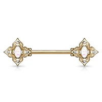 4 Point Filigree Oval Opal Nipple Barbell 14g