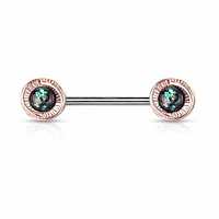 Wrapped Bezel-Set Opal Nipple Barbell 14g