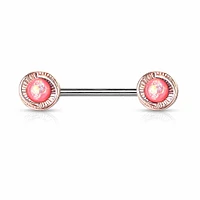 Wrapped Bezel-Set Opal Nipple Barbell 14g