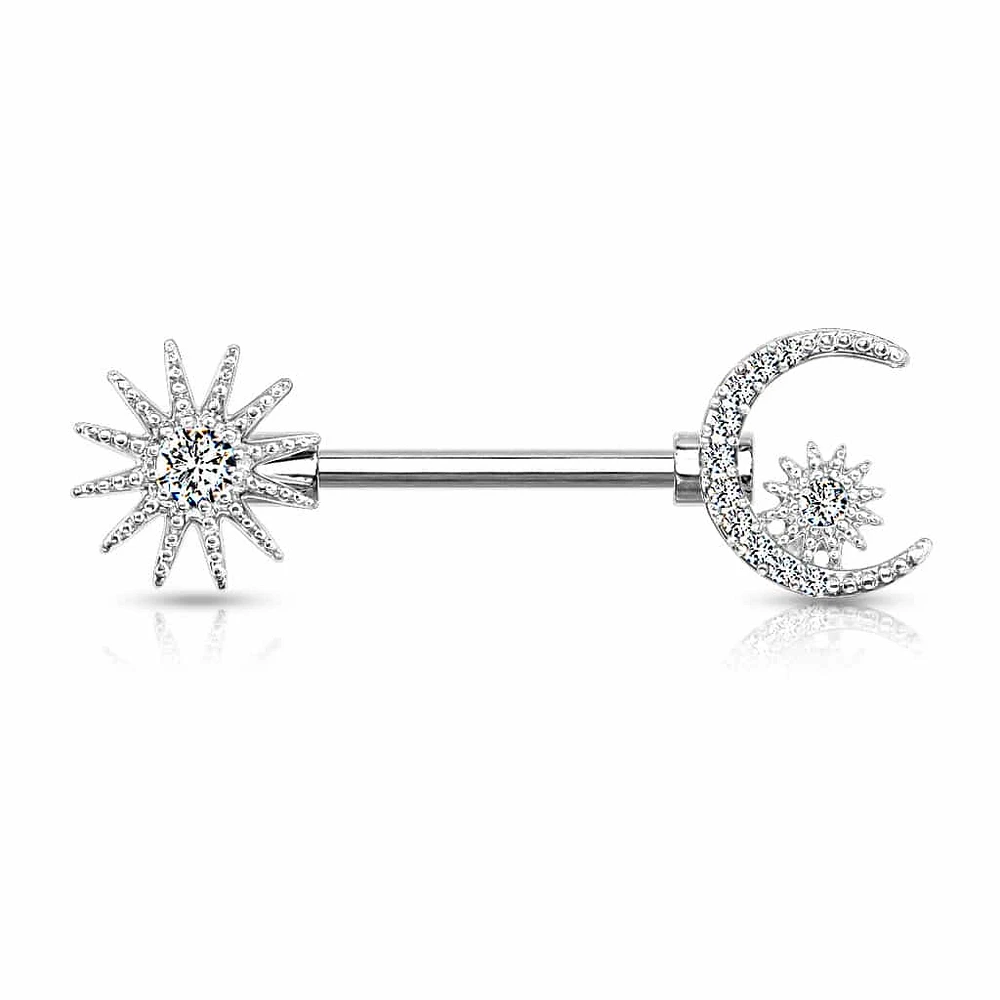 Star + Moon Nipple Barbell 14g