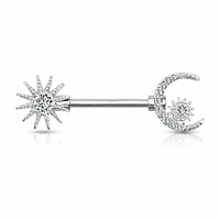 Star + Moon Nipple Barbell 14g