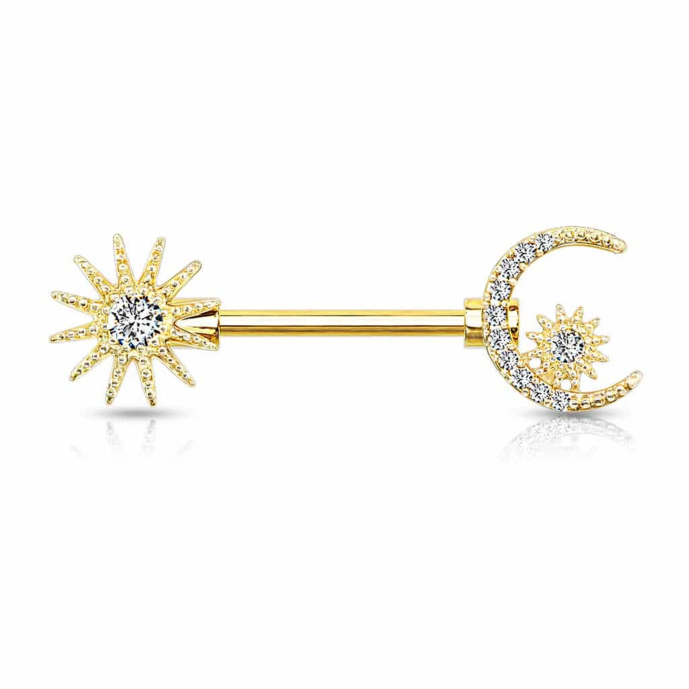 Star + Moon Nipple Barbell 14g