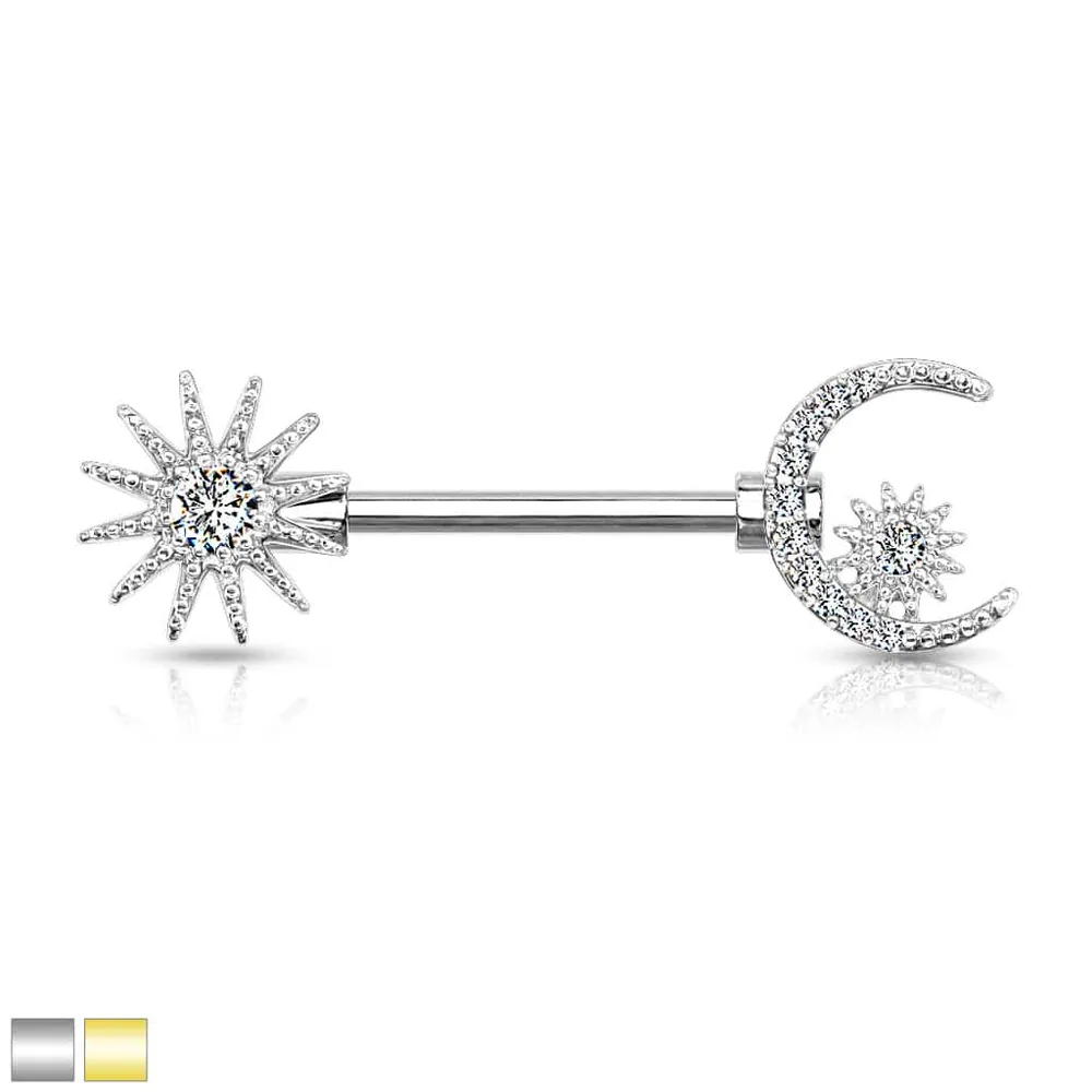 Star + Moon Nipple Barbell 14g