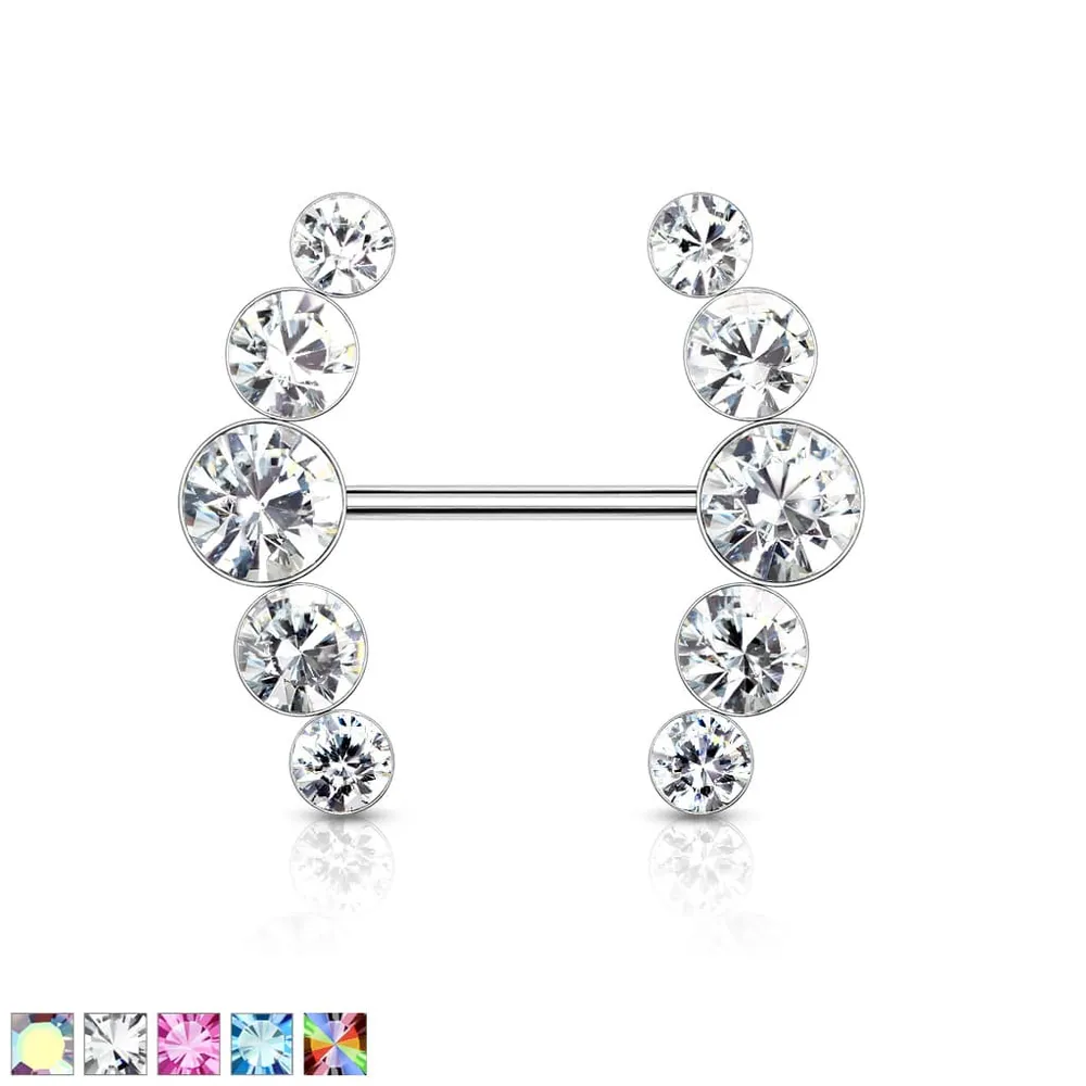 Crystal Curve Nipple Barbell 14g