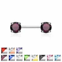 Claw-Set Crystal Nipple Barbell 14g