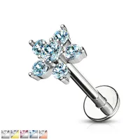 PREMIUM Claw-Set Flower Labret 16g