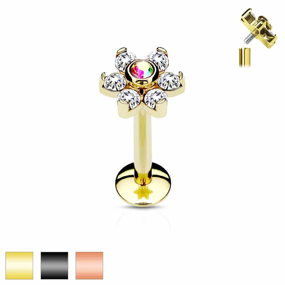 PREMIUM Two-Tone Flower Labret 16g