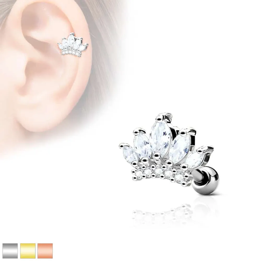 PREMIUM Claw-Set Crown Cartilage Stud 16g