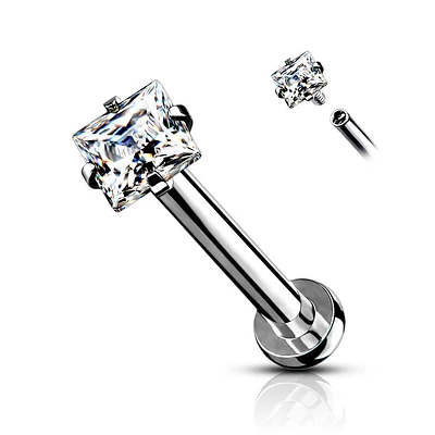 PREMIUM Claw-Set Square Labret 16g