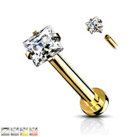 PREMIUM Claw-Set Square Labret 16g