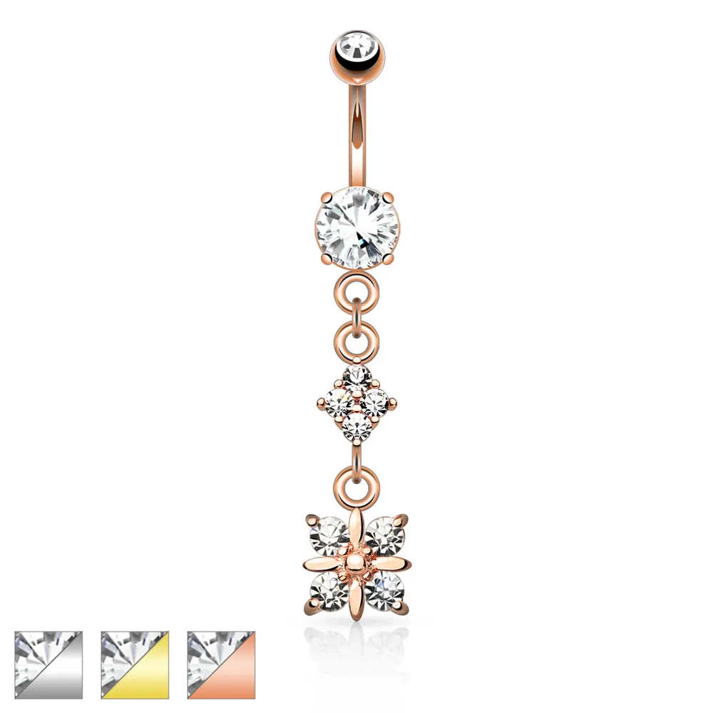 Crystal Quadrant Navel Dangle 14g