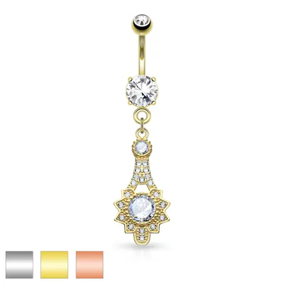 Filigree Fan Navel Dangle 14g