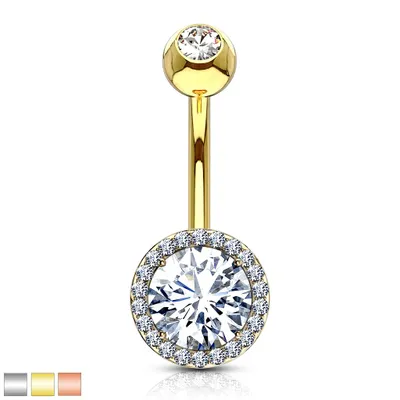 Round Halo Belly Barbell 14g