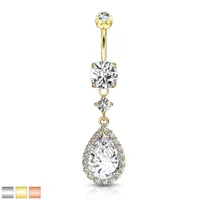 Pear-Cut Halo Navel Dangle 14g