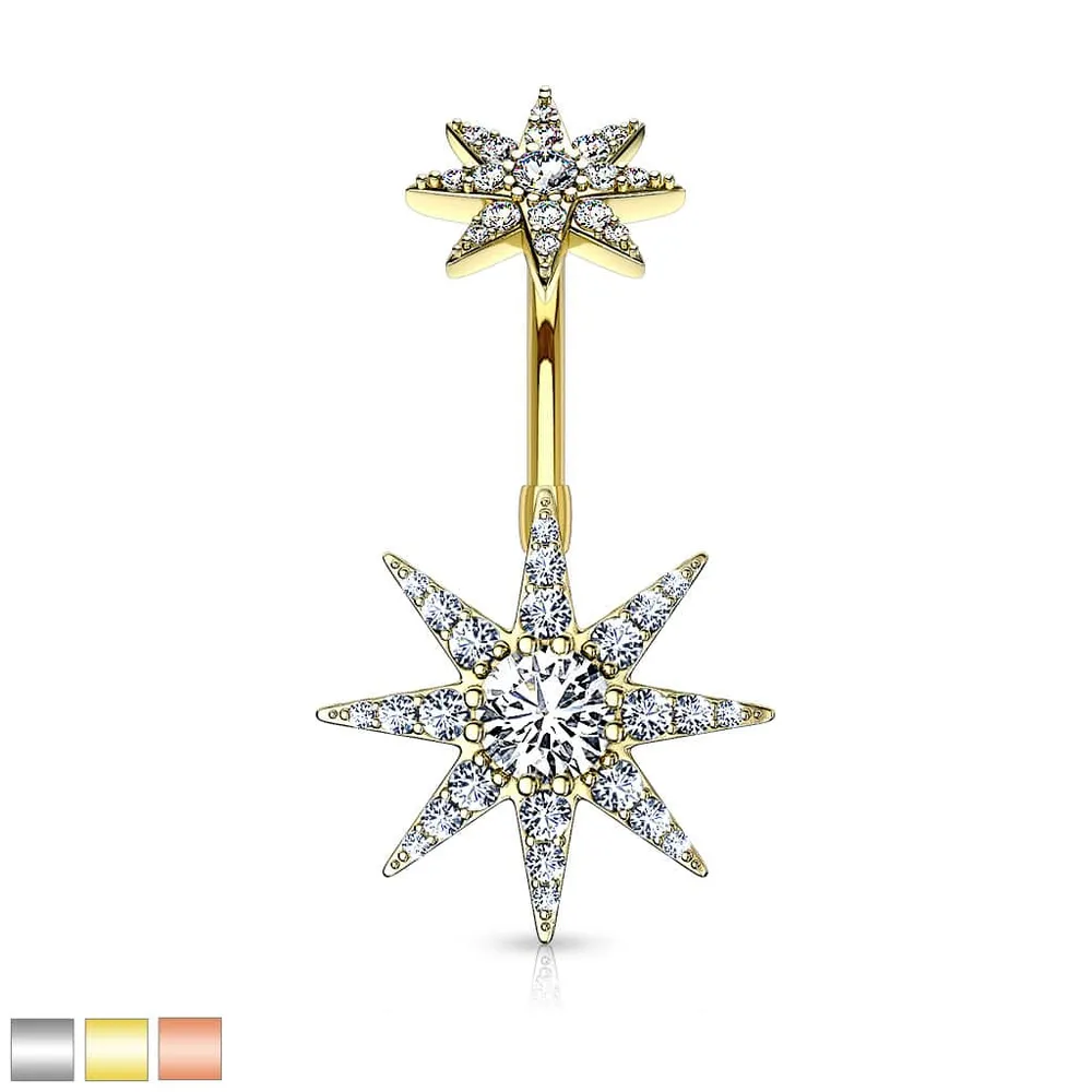 Double Starburst Belly Barbell 14g