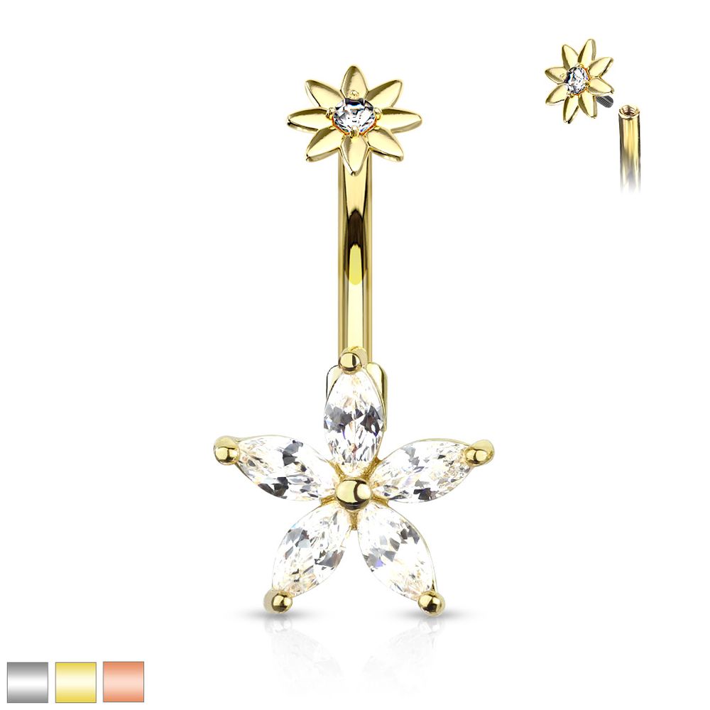 Lily + Starburst Navel Barbell 14g