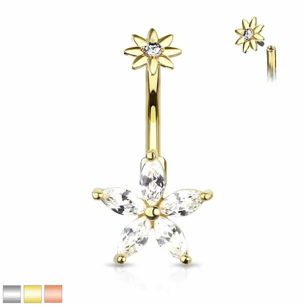 Lily + Starburst Navel Barbell 14g