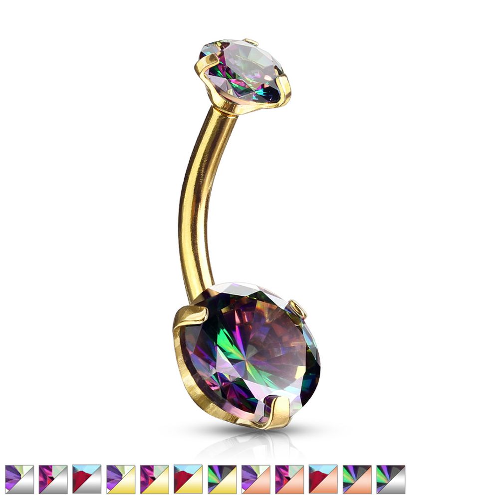 PREMIUM Claw-Set Vitrail Navel Barbell 14g
