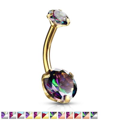 PREMIUM Claw-Set Vitrail Navel Barbell 14g