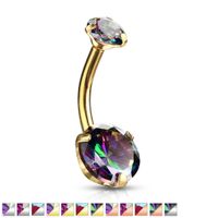 PREMIUM Claw-Set Vitrail Navel Barbell 14g