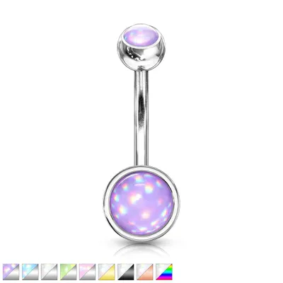 Flat Moonstone Belly Barbell 14g
