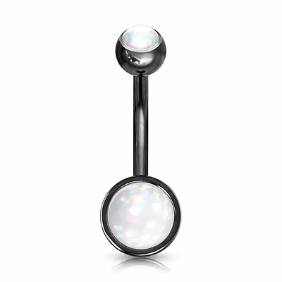 Flat Moonstone Navel Barbell 14g