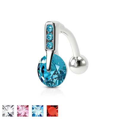 Crystal Disk Inverted Navel Barbell 14g
