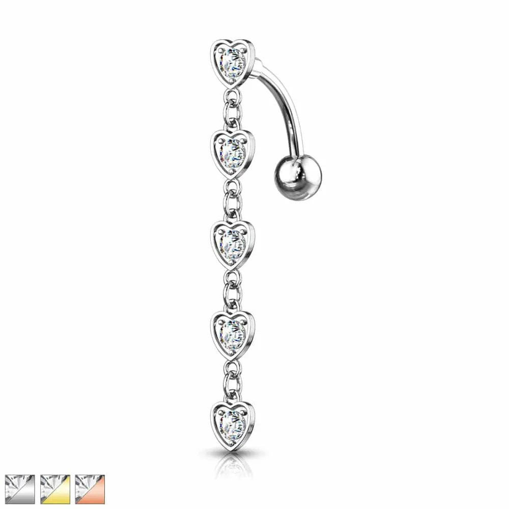 Heart Chain Inverted Belly Dangle 14g