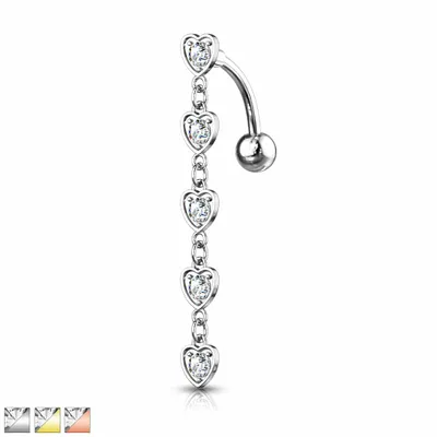 Heart Chain Inverted Belly Dangle 14g