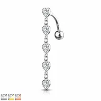 Heart Chain Inverted Belly Dangle 14g