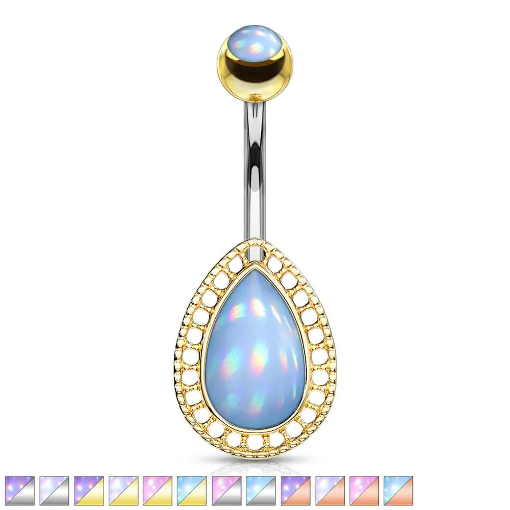 Almond Moonstone Navel Barbell 14g