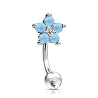 PREMIUM Opal Flower Curved Barbell 16g